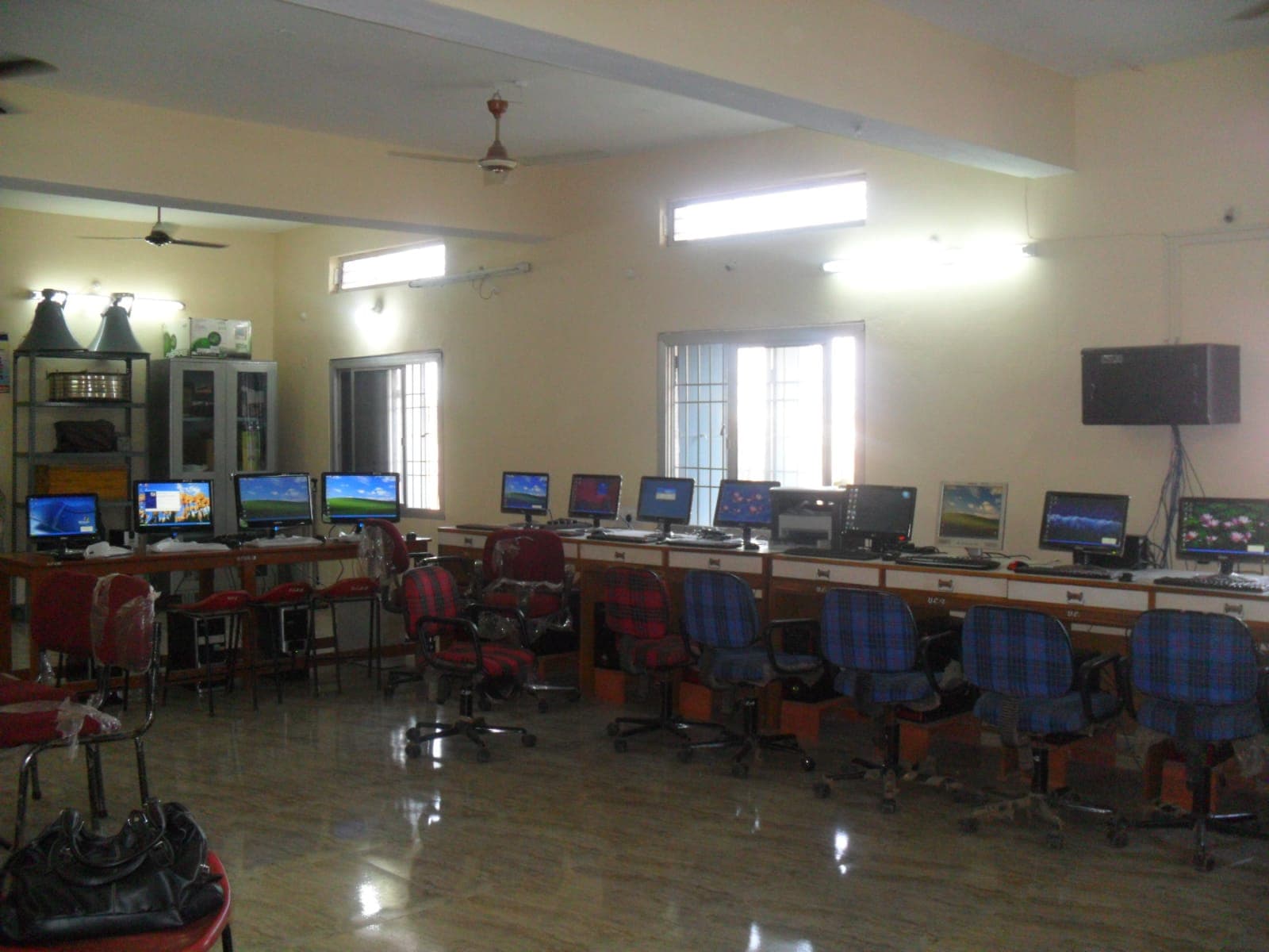 Students working at computers in the school computer lab